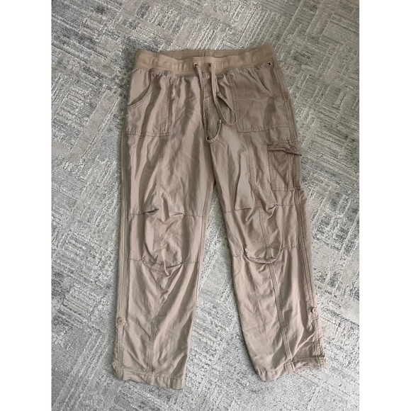 Tommy Hilfiger Womens Beige Cargo Pants Drawstring Waist Roll Tab Medium - Picture 1 of 15